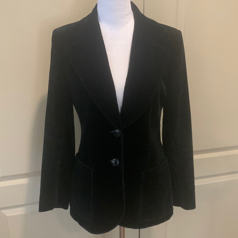 Vintage Harrods Black Velvet Jacket, Small